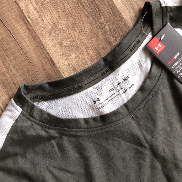 Under Armour Run Heat Gear New Tee Shirts XXL Orange and Army Green - Picture 5 of 11